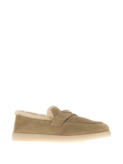 Prada shearling-trim suede loafers - Neutrals - zdjęcie produktu nr 2