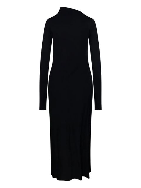 Sportmax asymmetric-neck gathered day dress - Black