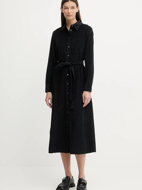 Marc O'Polo sukienka sztruksowa kolor granatowy midi prosta 600088221015 - zdjęcie produktu nr 1