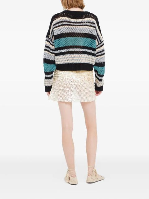 Alanui Ocean Stripes open-knit Sweater - Black