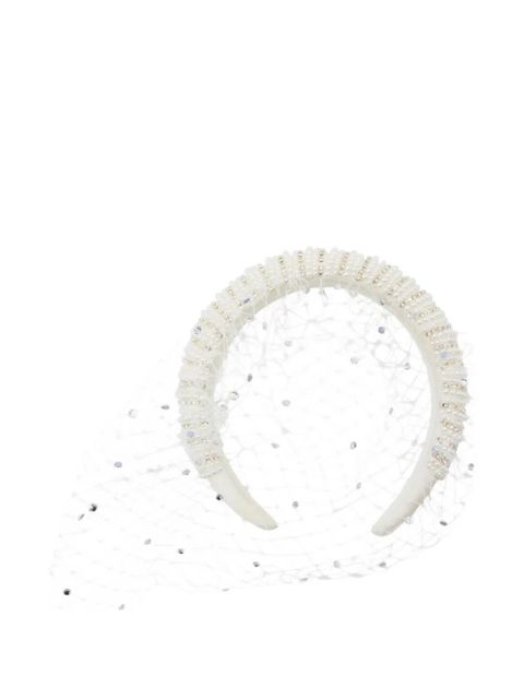 Self-Portrait crystal-embellished veil headband - White - zdjęcie produktu nr 1