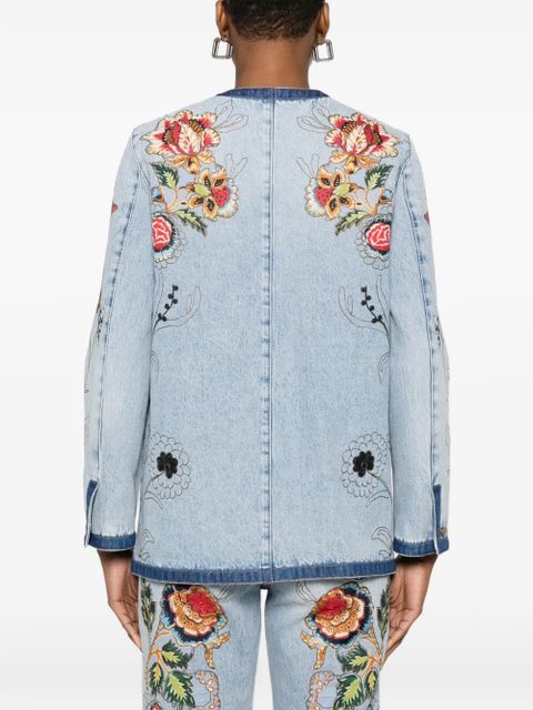Valentino Garavani floral-embroidery jacket - Blue