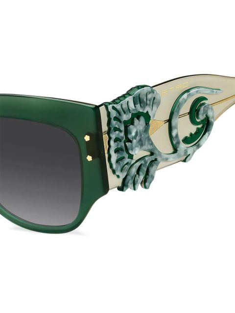 ETRO blossom-embellished square-frame sunglasses - Green