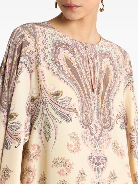 ETRO cape placed-print silk dress - Neutrals