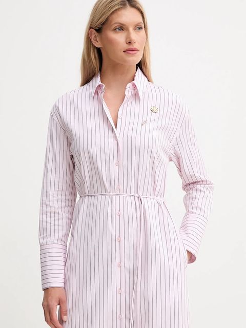 Kenzo sukienka bawełniana kolor różowy midi prosta FF62RO4049LU