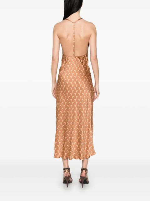 Marine Serre Moon Satin maxi dress - Brown