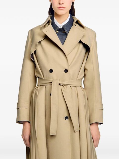 SANDRO belted double-breasted trench - Brown