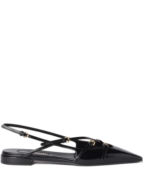 Miu Miu buckled slingback flat pumps - Black - zdjęcie produktu nr 1