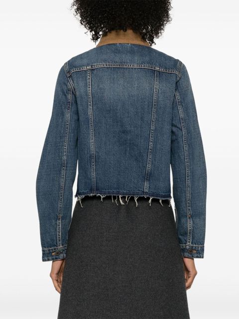 Miu Miu corduroy-collar denim jacket - Blue