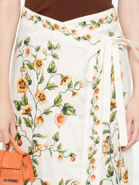 Agua By Agua Bendita Pareo floral pencil midi skirt - Neutrals