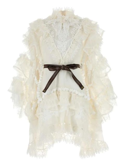 ZIMMERMANN Crush ruffled lace mini dress - White - zdjęcie produktu nr 1