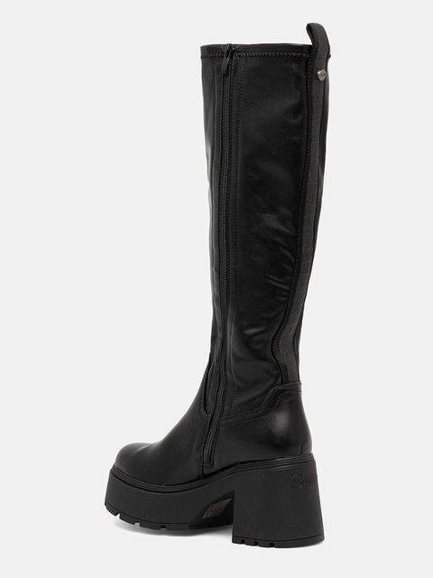 Buffalo kozaki Mila Hi Boot damskie kolor czarny na słupku 1220084-BLK