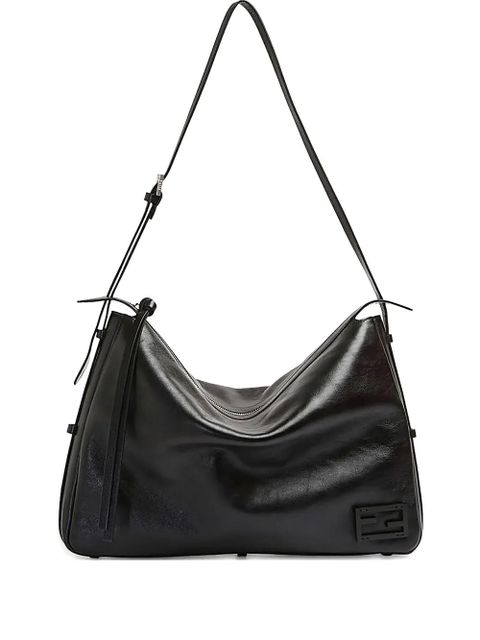 FENDI medium Simply F logo-plaque leather shoulder bag - Black - zdjęcie produktu nr 1