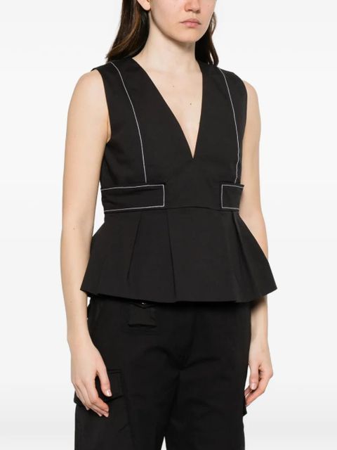 GANNI contrast-stitch blouse - Black