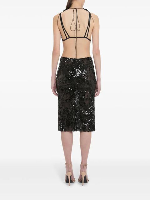 Victoria Beckham sequin-embellished pencil midi skirt - Black