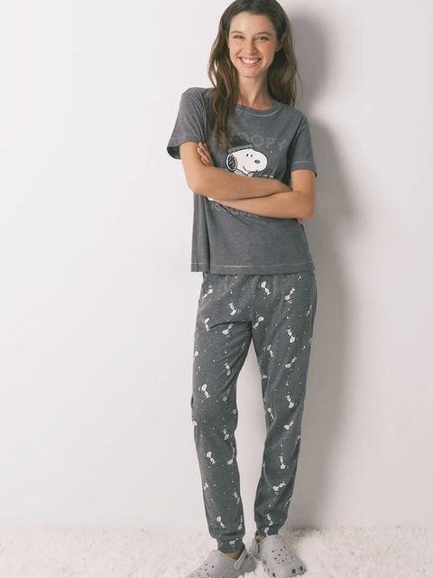 women'secret piżama SNOOPY damska kolor szary 3132165 - zdjęcie produktu nr 1