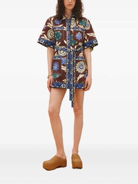 ALEMAIS Jasper floral-print belted mini dress - Brown - zdjęcie produktu nr 2