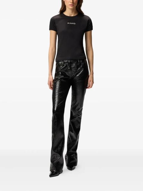 PINKO logo-embroidered cotton T-shirt - Black - zdjęcie produktu nr 2