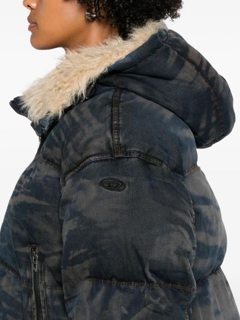 Diesel camouflage-pattern padded jacket - Blue