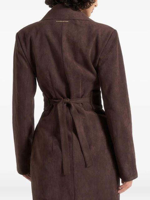 Manière De Voir Esma asymmetric suede wrap coat - Brown