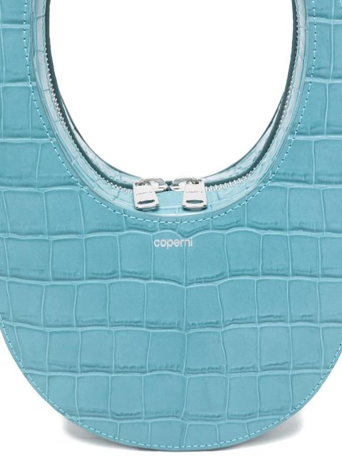 Coperni mini croc-effect zip tote bag - Blue