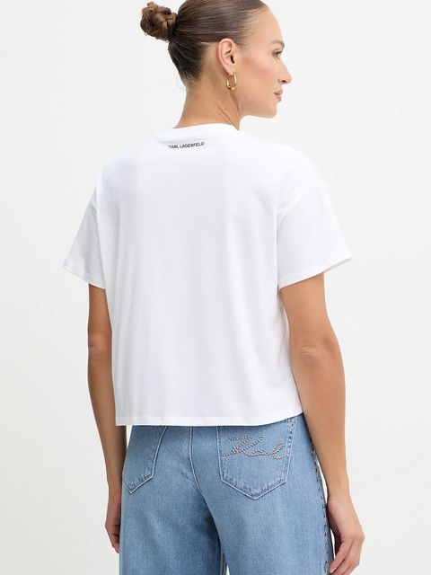 Karl Lagerfeld t-shirt bawełniany damski kolor biały B1W17026