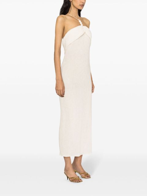 Magda Butrym faux pearl-embellished midi dress - Neutrals