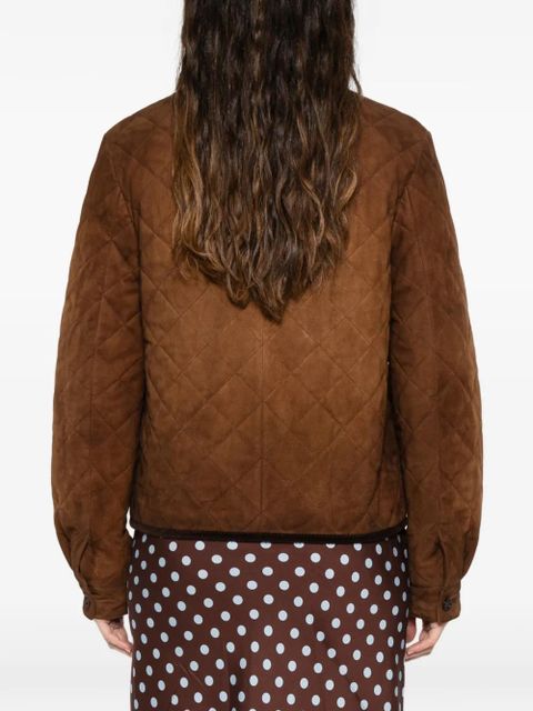 Miu Miu quilted-design corduroy-collar jacket - Brown