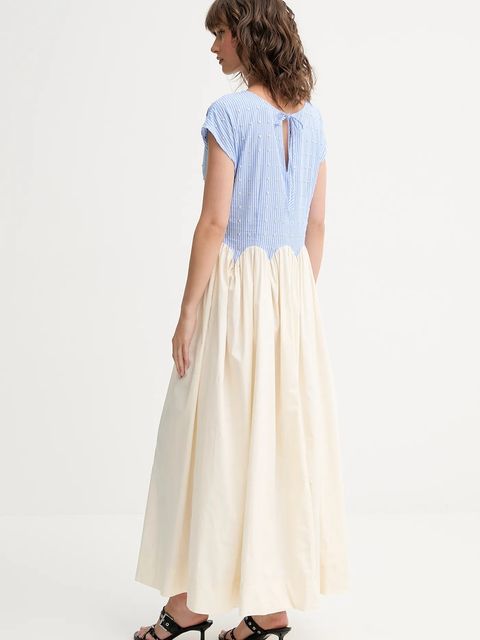 Never Fully Dressed sukienka bawełniana Monika kolor niebieski maxi rozkloszowana NFDDR2806 - zdjęcie produktu nr 2