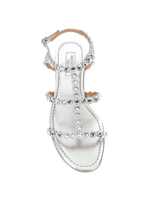 Aquazzura crystal flat sandals - Silver