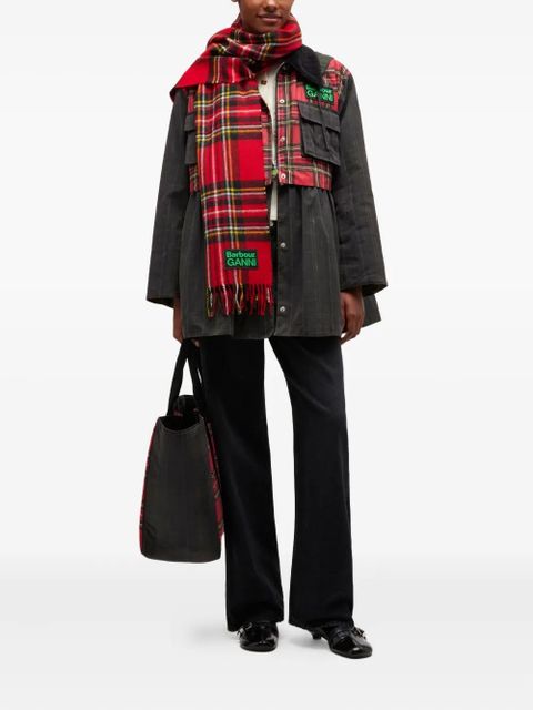 GANNI x Barbour tartan peplum coat - Green - zdjęcie produktu nr 2