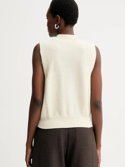 Sessun kamizelka wełniana damski kolor beżowy lekki z półgolfem 25109018 - zdjęcie produktu nr 2