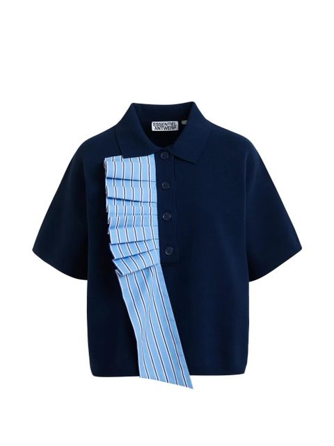 Essentiel Antwerp ruffled-trim polo top - Blue - zdjęcie produktu nr 1