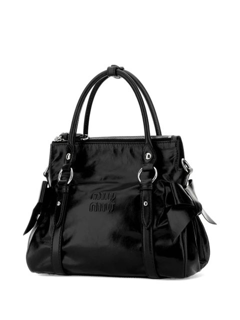 Miu Miu bow-detail leather tote bag - Black
