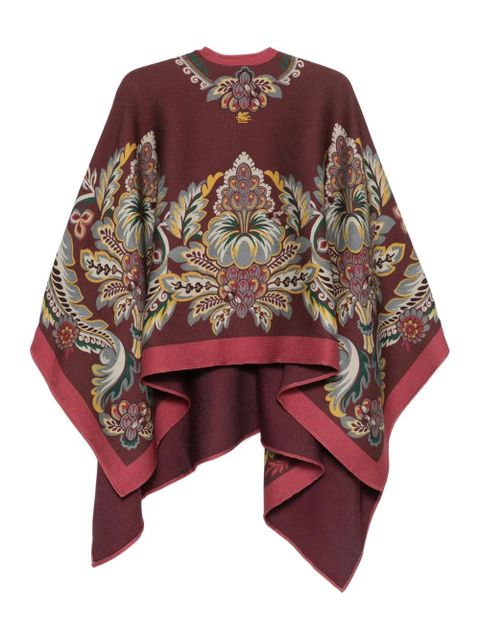ETRO floral-print poncho - Red