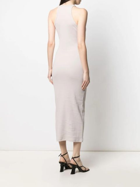 Off-White logo print ribbed jersey dress - Neutrals