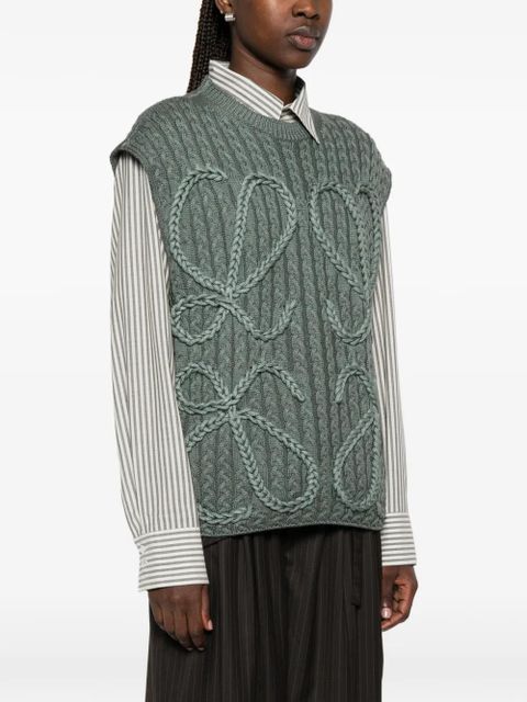 LOEWE Anagram cable-knit sweater - Green