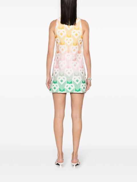 Casablanca monogram-jacquard gradient mini dress - White