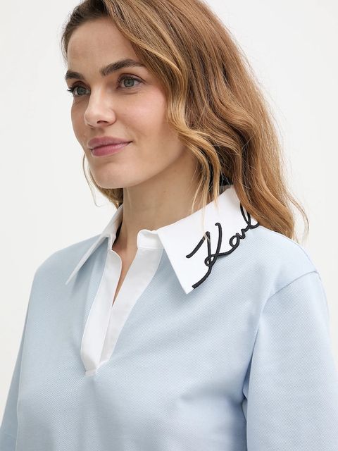 Karl Lagerfeld t-shirt bawełniany damski kolor niebieski A3W17113