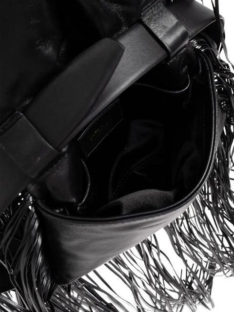 Sportmax fringed leather shoulder bag - Black