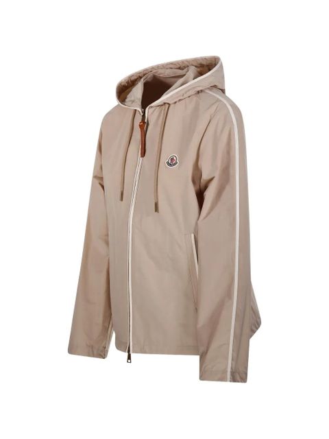 Moncler Sarracenia logo-patch hooded jacket - Neutrals