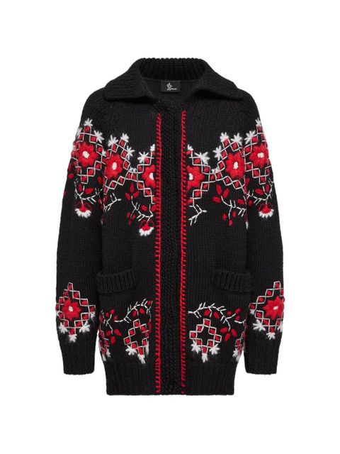 Moncler Grenoble flower-embroidered cardigan - Black - zdjęcie produktu nr 2