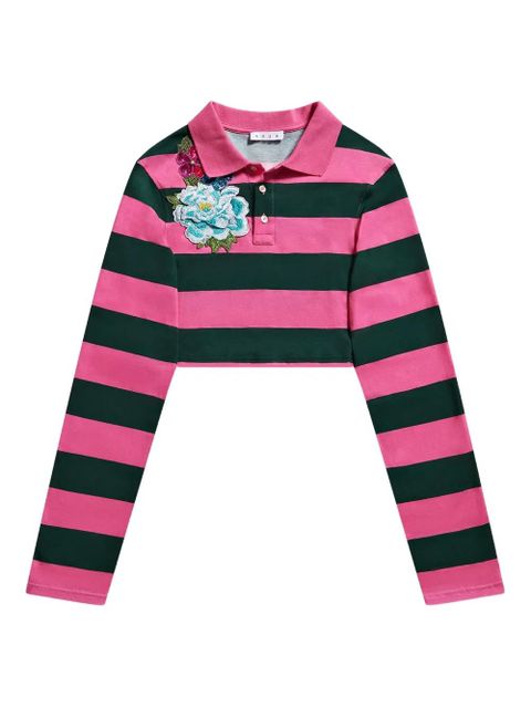 AREA embroidered stripe cropped polo top - Pink - zdjęcie produktu nr 1