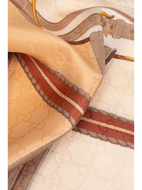 Gucci Horsebit-print silk scarf - Pink