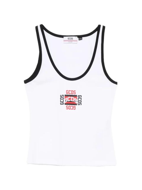 GCDS logo-print contrast-trim tank top - White - zdjęcie produktu nr 1
