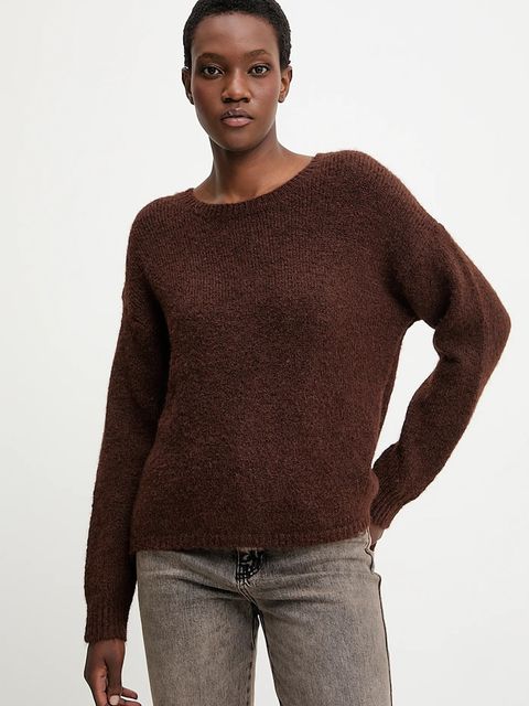 Answear.LAB sweter z wełną damski kolor brązowy