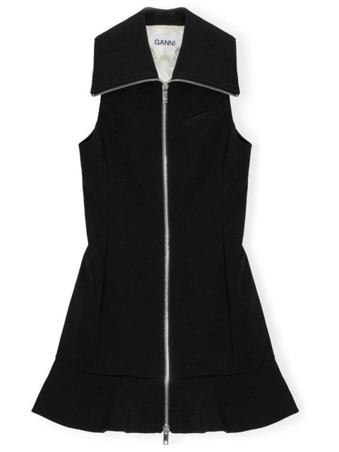 GANNI zip-up crepe mini dress - Black - zdjęcie produktu nr 1