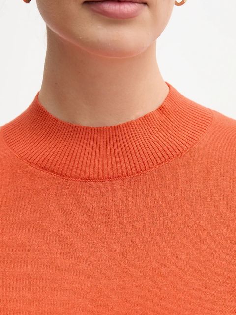 United Colors of Benetton sweter z dodatkiem wełny damski kolor pomarańczowy lekki z półgolfem 1Y6SD2041