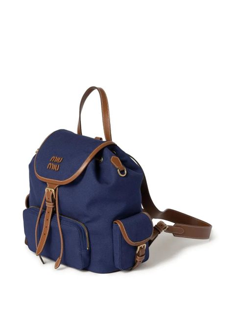 Miu Miu logo-lettering backpack - Blue