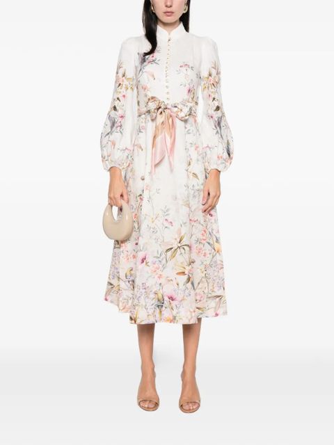 ZIMMERMANN Rebellion button floral-print midi dress - Neutrals - zdjęcie produktu nr 2